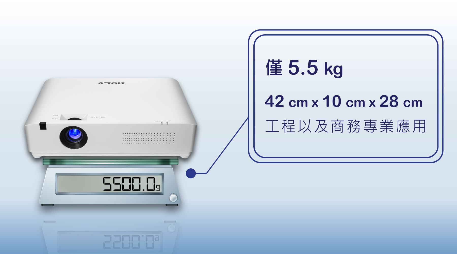 ROLY最輕最小的雷射商務及工程投影機